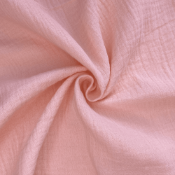 Ткань Муслин Жатый, цвет Нежно-Розовый (на отрез)  в Волгограде